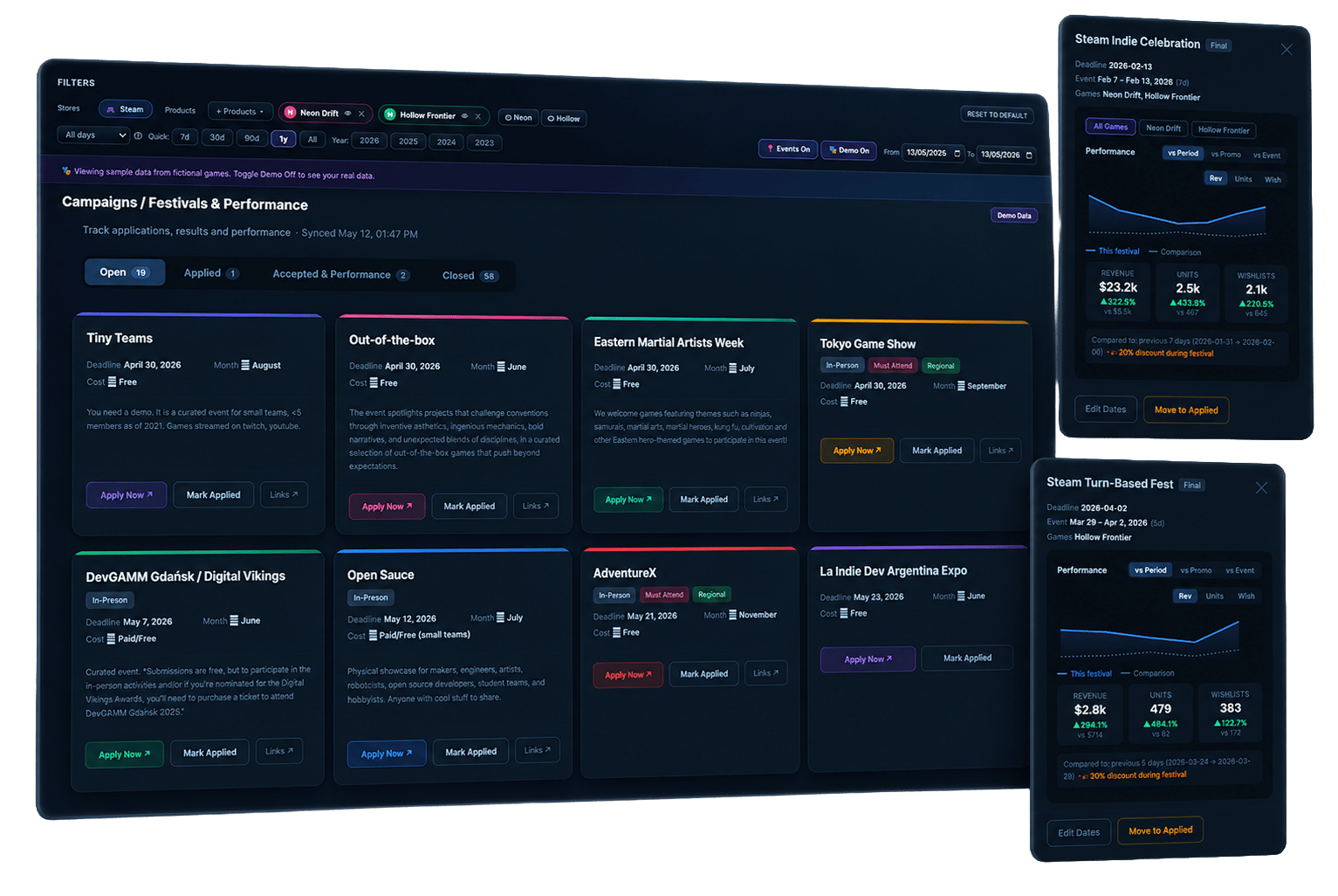 Festival CRM dashboard preview